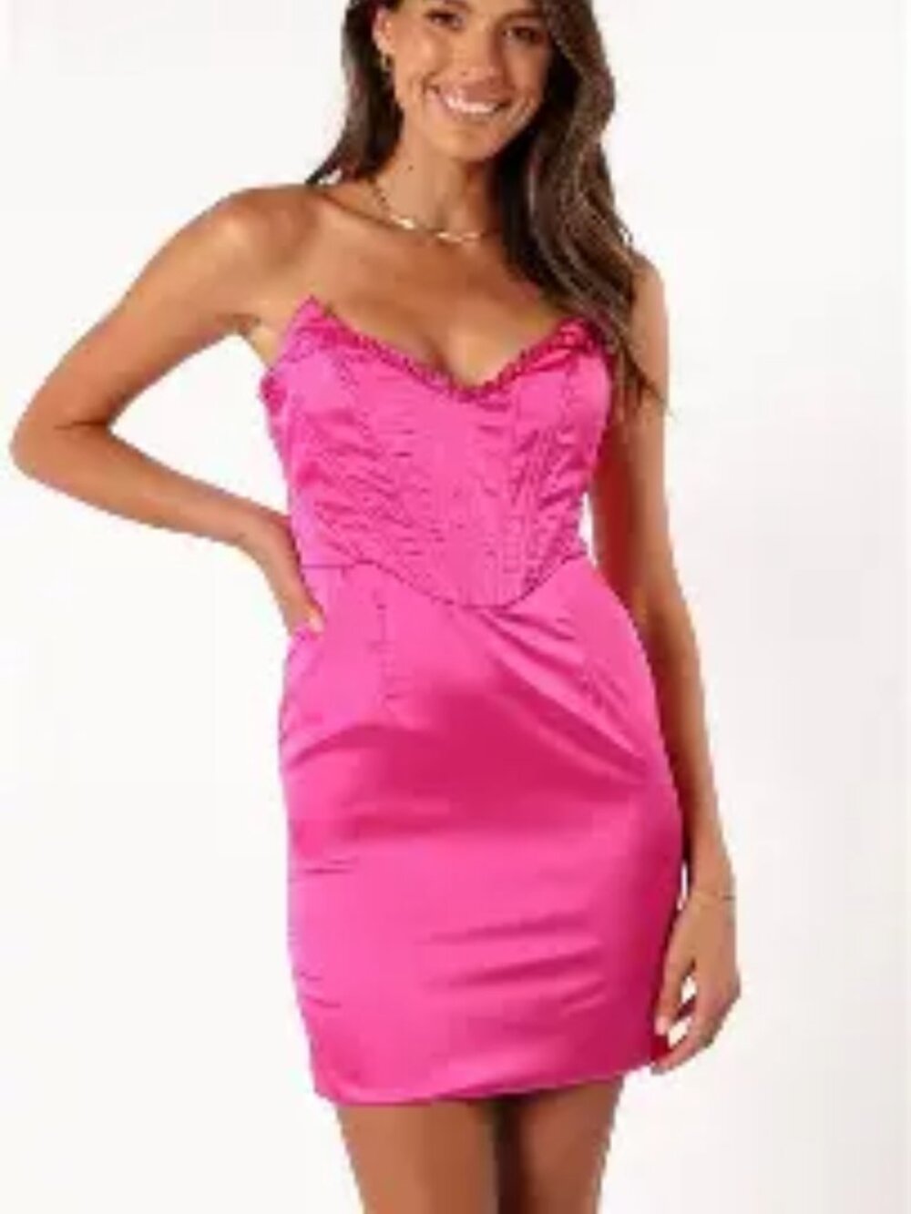 Petal & Pup Hot Pink Satin Corset Mini Dress Size Extra Large (XL)